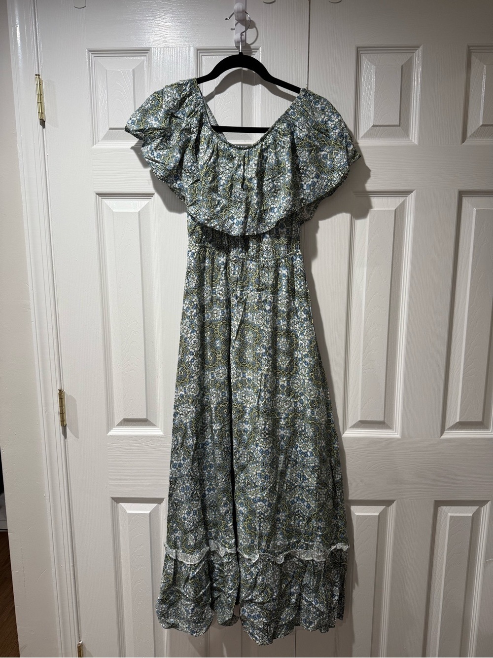 miami Green Floral Maxi Dress with Ruffle
